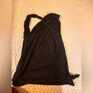 BCBGMaxAzria Black Knit Top with Branded Neck Label